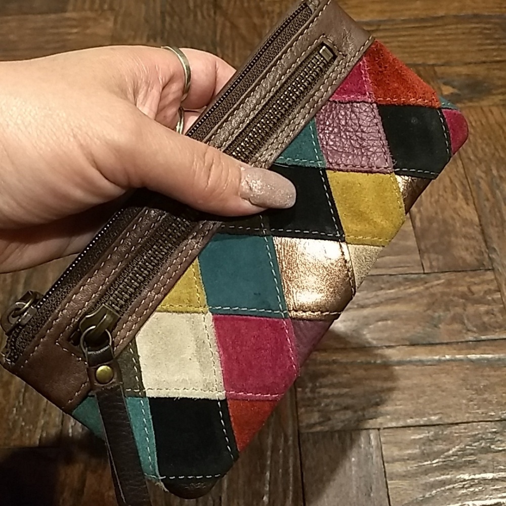 ❤️FINALPRICE❤️FossilWalletDiamondpatchworkSuede - Picture 4 of 8